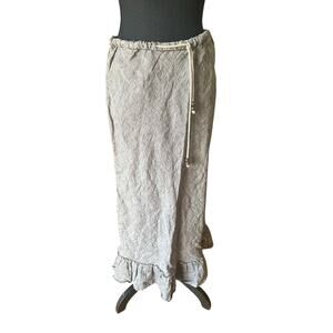 Eddie Bauer Linen Maxi Skirt XS Neutral Boho Coastal Cottagecore Chic